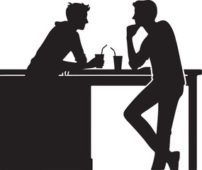 Chatting on a counter vector illustration
