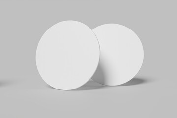 blank beer coasters on white background. Isolated with clipping path