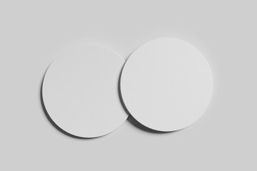 blank beer coasters on white background. Isolated with clipping path