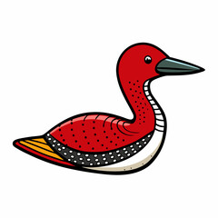 red duck isolated on white background throated loon