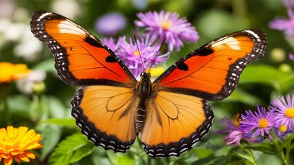 Fototapeta premium A close up of a butterfly sitting on top of a flower.