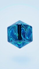 Colorful patterned hexagon design showcasing floating and vibrant abstract lines against a light backdrop