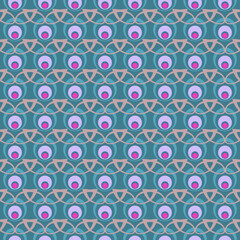 Fototapeta premium Seamless Geometric Pattern with Pink and Blue Elements