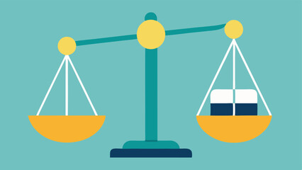 Scale of Justice A pair of scales one side holding a pill bottle and the other side holding a scale that tips down ing the imbalance caused by drug addiction in society.