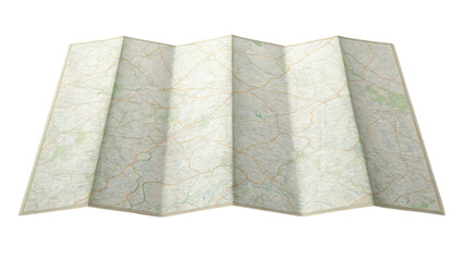folded map displaying trails and routes for outdoor exploration and hiking adventures