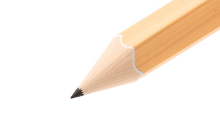 Pencil natural wood with white eraser isolated, transparent background, PNG, top view
