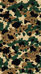 Fototapeta premium Abstract camouflage pattern with shades of green, brown, and black for use in creative projects, fashion, and design applications