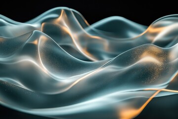Abstract teal and gold waves flowing smoothly, creating a luxurious and elegant visual.