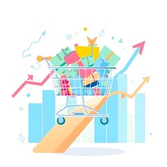 Naklejka premium Financal strategies illustrated by decreasing coins and a rising arrow symbolizing financial growth and management