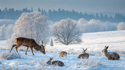 Obraz premium deer in the snow