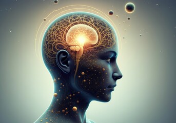 Obraz premium Abstract representation of a human brain with glowing neural connections