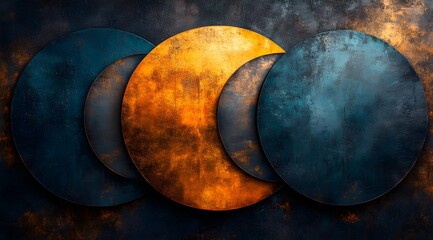 Abstract Overlapping Circles with Diverse Textures Symbolizing Inclusivity and Collaboration