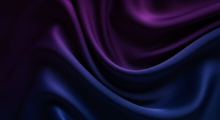 Obraz premium Close-Up of Silky Fabric Flowing in Deep Purple and Blue Shades Elegance and Luxury Generative AI