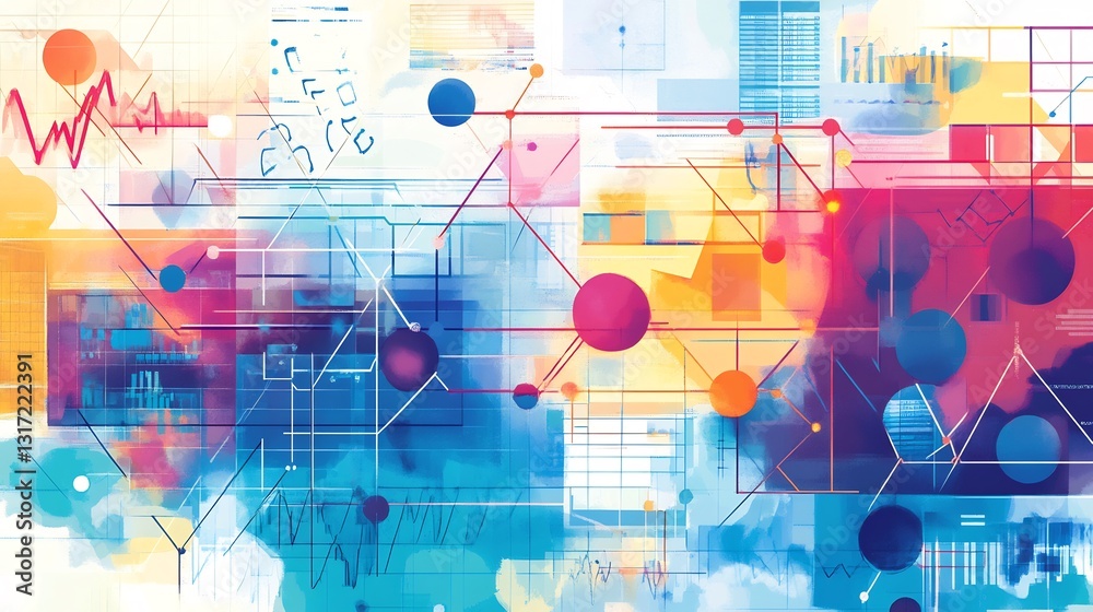 Aufkleber Abstract depiction of accounting system featuring interconnected geometric pattern representing financial calculation data flow