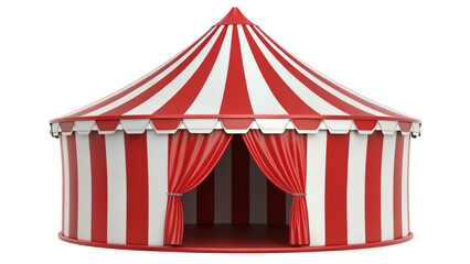 red and white striped carnival tent with curtains, perfect for events
