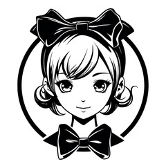 Kawaii Anime Girl – Double Bow Chic & Playful Elegance