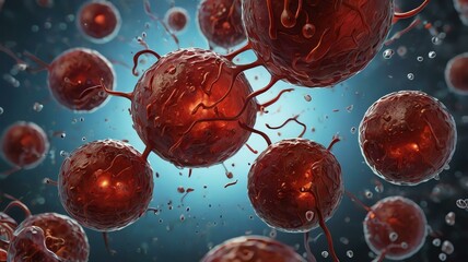 Fototapeta premium A visually stunning representation of microscopic cells, showcasing intricate details and vibrant colors