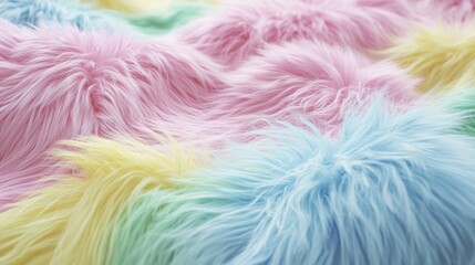 Obraz premium Pastel fur Soft textures in pink, yellow, blue, & green create a fluffy, calming surface