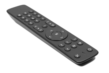 Black remote control for tv isolated on white background