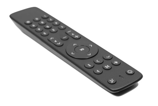 Black remote control for tv isolated on white background