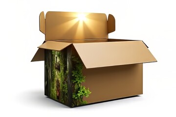 Sustainable Packaging: Eco-Friendly Cardboard Box with Nature Design