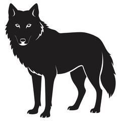 wolf simple icon on transparent vector background