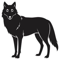 wolf simple icon on transparent vector background