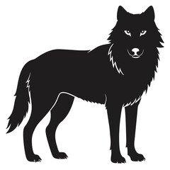wolf simple icon on transparent vector background