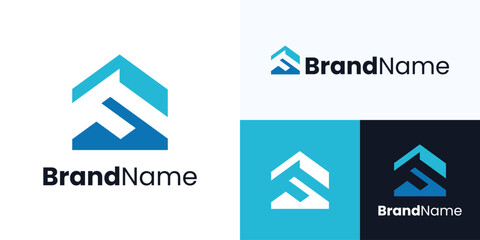 Letter F home logo design, Simple modern icon F Combination with icon home, Letter F vector integrated with icon housing, Initial F logo for House, Real estate, Construction, Architecture, Residential