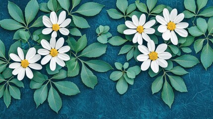 Obraz premium Elegant Floral Arrangement with White Flowers and Green Leaves