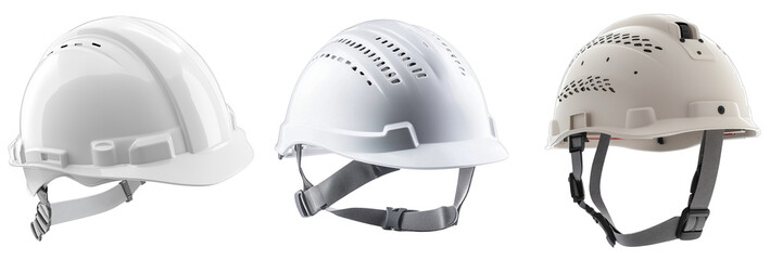 Fototapeta premium Safety helmets on a transparent background for industrial use
