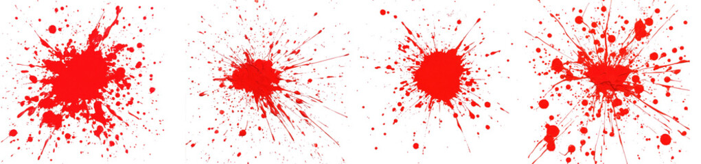 Obraz premium Set Of Red Ink Splatter Explosions On Transparent Backgrounds