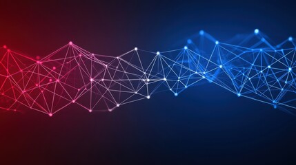 Obraz premium Abstract Connection Network with Blue and Red Color Gradient Design