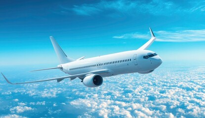 White Airplane Soaring Above Fluffy Clouds