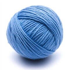 Soft Blue Yarn Ball Knitting  Crochet Supplies on white background