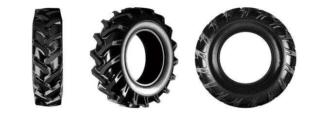 Agriculture tire , tractor tire set photo isolate on white background. © Emma Grace