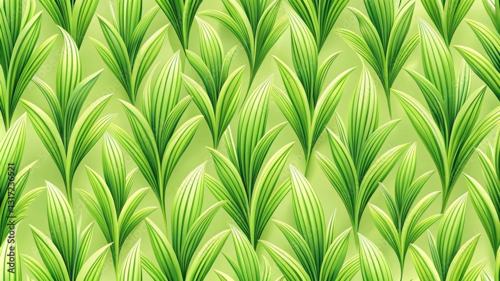 Poster Vibrant Green Foliage Pattern with Subtle Light and Shadow Effects on a Soft Green Background
