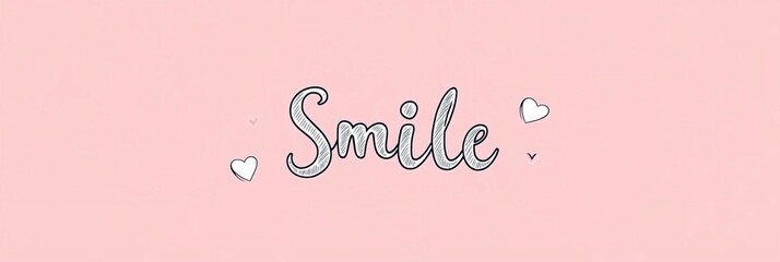 Logo in a minimalist style, with the text "Smile" in a simple, cute font. The background is a solid, pink color, with a clean, straightforward design featuring solid lines and handwritten lettering.