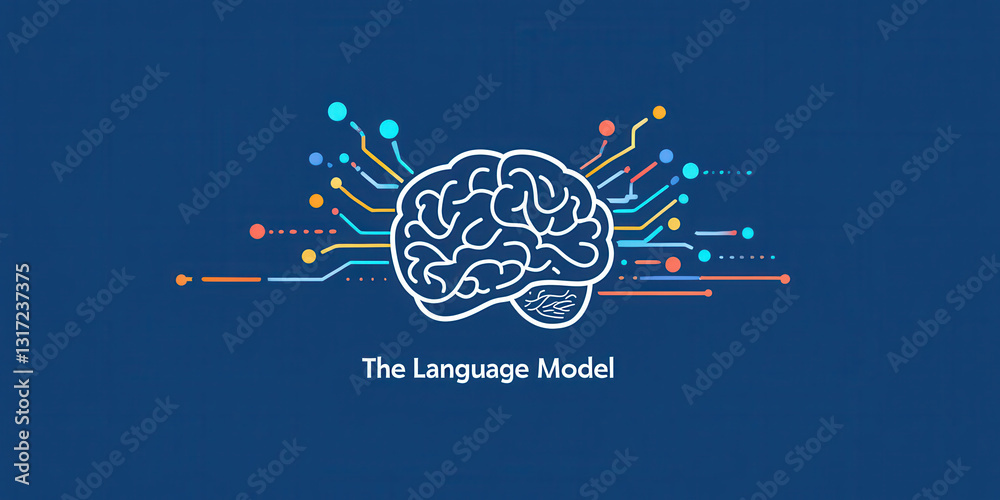Poster image features stylized brain with colorful lines and dots representing connections, symbolizing lan