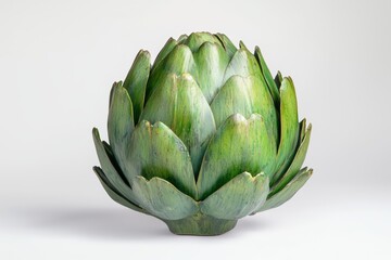 Obraz premium Extreme Close-Up of Fresh Green Artichoke Head in Textured Detail Against Soft Background