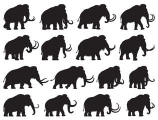 MAMMOTHS SILHOUETTE WHITE BACKGROUND