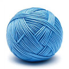 Fototapeta premium Blue Yarn Ball Knitting Crochet Supplies on white background
