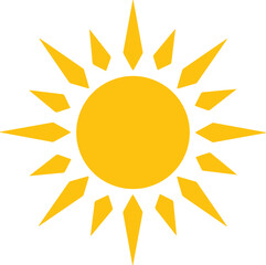 Sun vector icon yellow. Sun shine ray. Sunshine and sunlight sign. Sunset icon. Abstract art.