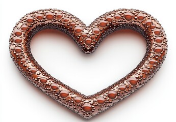 Obraz premium Brown Chocolate Heart Shaped Sprinkled Dessert on White Background