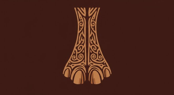 Ornate wooden carving of a stylized animal paw with intricate patterns against a dark background - camels toe cameltoes