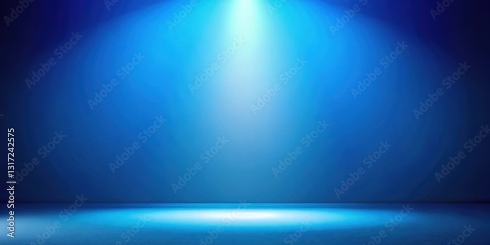 Poster a single spotlight illuminates a blank blue canvas ready for a presentation or product display