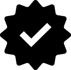 Check mark. Black tick verified badge icon. Approved profile sign. Tick in rounded corners star. Social media official account tick symbol. Top page logo. Safety person in web.