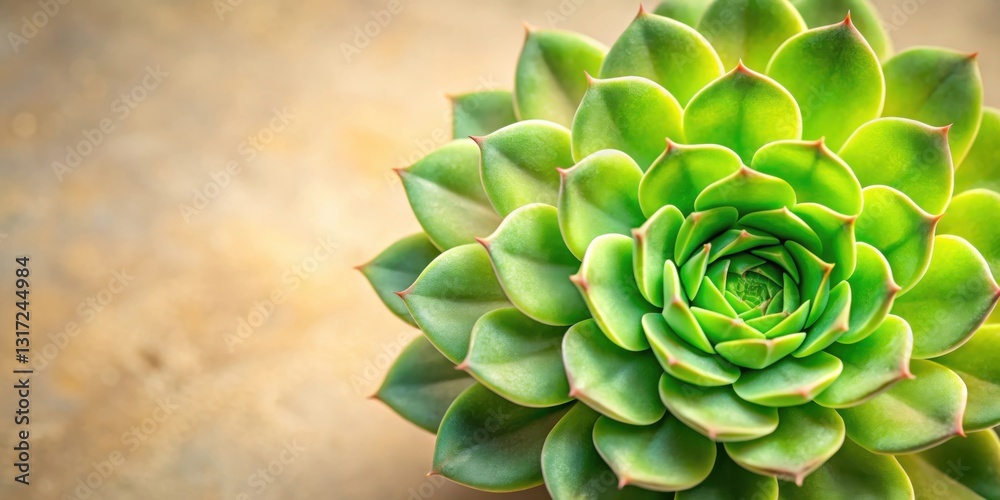 Poster a close-up of a succulent plant with its leaves arranged in a spiral pattern, highlighting the intri