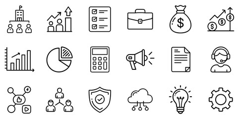 "Business Icons Set: A Professional Collection of Symbols Representing Key Elements of the Business World"