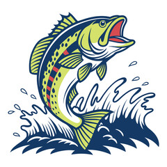 Vintage-Style Illustration of a Fisherman Catching a Large Fish .